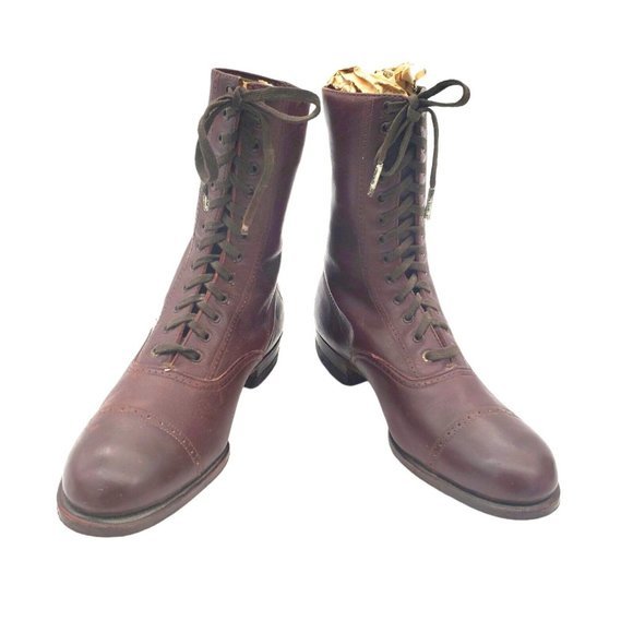 Antique SZ 5 Womens Edwardian Leather Lace Boots Sensation Roberts Johnson Rand - Picture 2 of 11